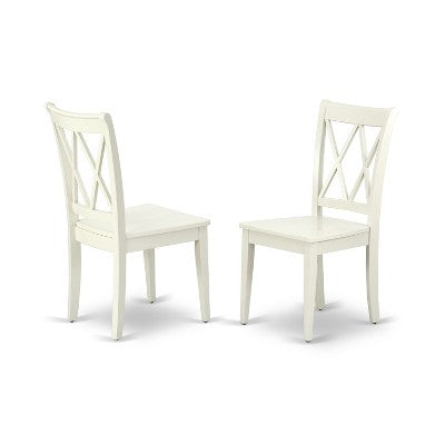 HomeStock Belmont 7PC Oval 42/60 inch Table with 18 In Leaf and 6 Double X back Chairs, Linen White