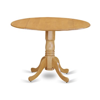 Dining Table Set with 2 Chairs, Round Dropleaf Kitchen Table, Solid Rubberwood, Saddle Brown Finish, 42x42 Inch