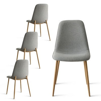 5-Piece Small Dining Table Set for 4, Round Dining Room Set With 4 Upholstered Chairs Oak Legs for Apartment, Indoor Furniture - Panipeachy