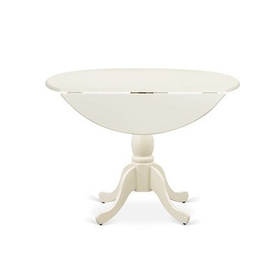 HomeStock Belmont 3 Piece Dining Room Set 1 Drop Leaves Wood Table and 2 Light Beige Linen Fabric Dinning Chairs with High Back - Linen White Finish