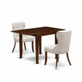 HomeStock 3-Pc Mahogany Finish Rectangular Solid Wood Top with Dropleaf Dining Table Set