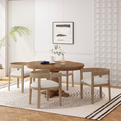 Christopher Knight Home 5pc Hudson Fabric and Wood Dining Set Light
