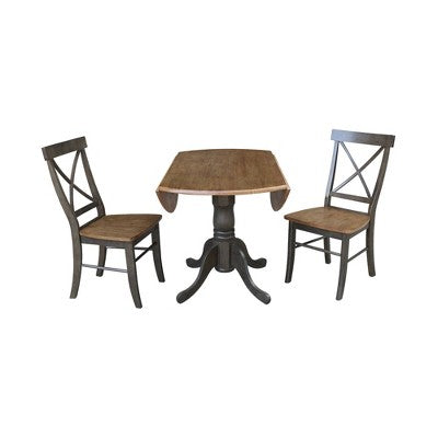 42 Mase Dual Drop Leaf Table with 2 X Back Chairs - International Concepts