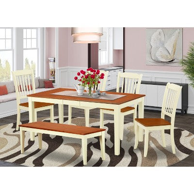 HomeStock 21-Piece Mahogany Finish Solid Wood Top-Dining Room Set-Seats 4