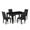 HomeStock 5-Pc Black Finish Solid Wood Top-Rectangular Dining Room Set-Seats 4