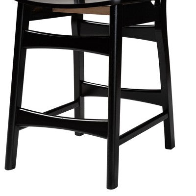 Baxton Studio Hesper Mid-Century Modern Wood and Rattan 5-Piece Pub Set