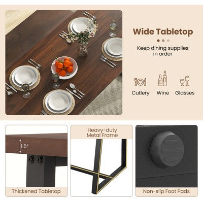 Costway 4 Pieces Dining Table Set Kitchen Table with 2 Armchairs & 1 Bench for 4 Coffee/Black
