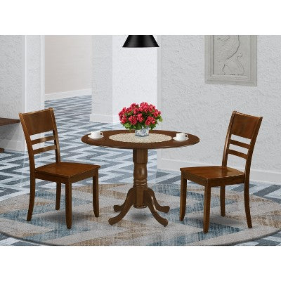 Gothic Dinette Set - Kitchen Table with Drop Leaves & Leather Chairs - 5 Piece