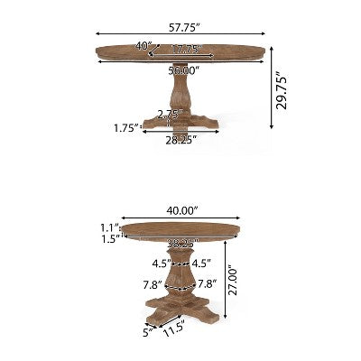 GDFStudio Ladieu Rustic Fabric Upholstered Wood 5 Piece Dining Set