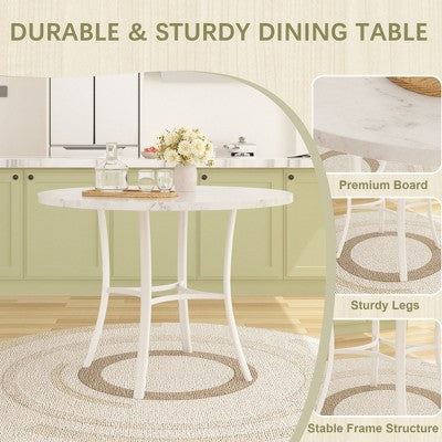 VECELO 5-Piece Dining Table Set for 4, Faux Marble Dinette with 4 Chairs for Kitchen, Small Space, Black/White