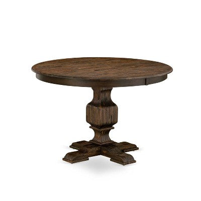 HomeStock 3-Piece Distressed Jacobean Finish Solid Wood Top Dining Table with 2 Chairs