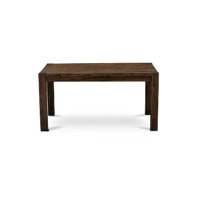 HomeStock 7-Piece Rectangle Distressed Jacobean Finish Solid Wood Top Dining Table with 6 Chairs