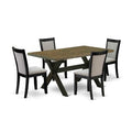 HomeStock 5-Piece Distressed Jacobean Finish Solid Wood Top Dining table with 4 Chairs