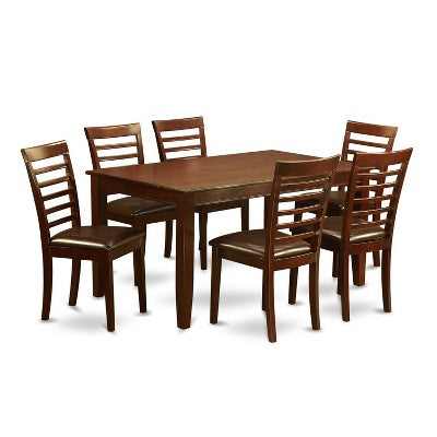 Dining Room Furniture Set 7 Piece Table & Chairs Eclectic Style Mahogany Finish