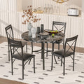 VECELO 5-Piece Dining Table Set for 4, Faux Marble Dinette with 4 Chairs for Kitchen, Small Space, Black/White
