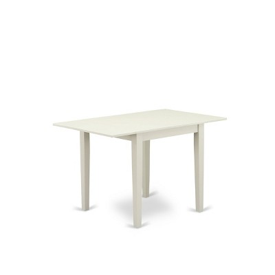 HomeStock Belmont Dining Set 5 Pc - 4 Chairs For Dining Room and a wood dining table - Linen White Finish Solid wood - Baby Blue Color Linen Fabric