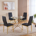 5-Piece Dining Set with Glass Table Top and Metal Legs, Mid-Century Design for 4-6 People
