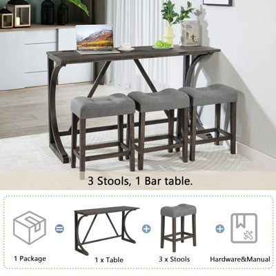 GDFStudio Kittson 4-Piece Bar Table Set with Power Outlet