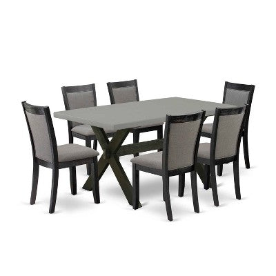 HomeStock 7-Piece Natural Oak Finish Solid Wood Top Dining Table with 6-Parson Chairs