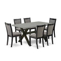 HomeStock 7-Piece Natural Oak Finish Solid Wood Top Dining Table with 6-Parson Chairs