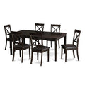 7 Piece Dining Set - Kitchen Table with Pedestal & Faux Leather Chairs - 42x72 Inch