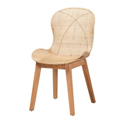 Baxton Studio Sabelle Japandi Wood and Rattan 5-Piece Dining Set
