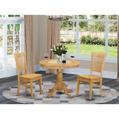 HomeStock Belmont Dinette Set - Kitchen Table And Dining Chairs, Oak