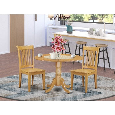 Antique Kitchen Table Set - 3 Piece Dining Table & Chairs - Small Space Dining Room Furniture