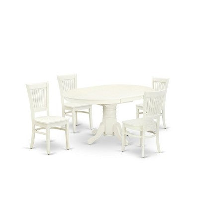 HomeStock AVVA5 Linen White 5 Piece Kitchen Table and Chair Set Modern Style