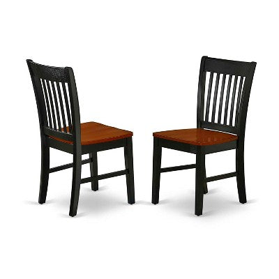 HomeStock 3-Pc Black and Cherry Finish Solid Wood Top With Dropleaf Dining Table Set