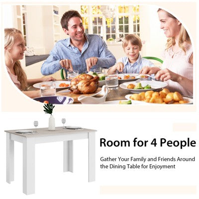 Costway 5 PCS Dining Set Modern Rectangle Table & 4 Rubber Wood Chairs Kitchen Breakfast