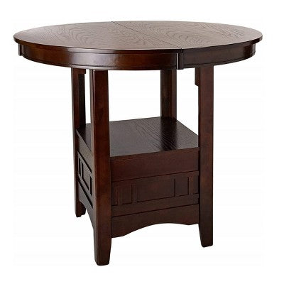 GDFStudio Hudson Contemporary 5-Piece Wood Counter Height Round Dining Table with Leaf and 4 Upholstered Chairs