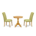 3-Piece Natural Oak Finish Solid Wood Top - Dining Room Set - Seats 4