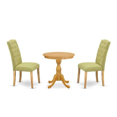 3-Piece Natural Oak Finish Solid Wood Top - Dining Room Set - Seats 4