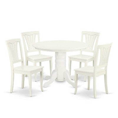 Southwestern Dining Set 5Pc Round Table & Chairs - 42 Inch Table, Vertical Slatted Design
