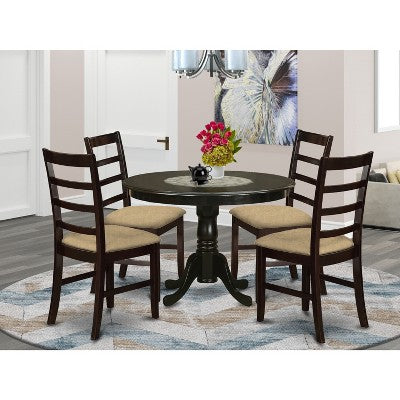 5 Piece Dinette Set - Round Kitchen Table & 4 Chairs - Coastal Dining Room Set - 42 Inch Table