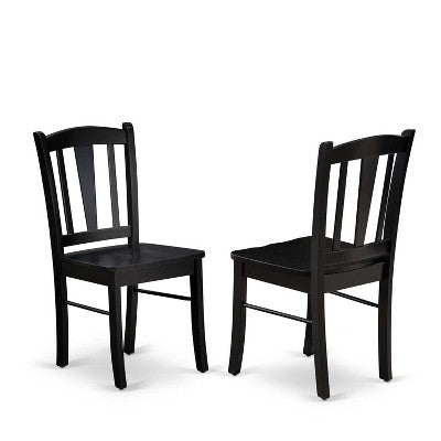 HomeStock 5-Piece Black Finish Solid Wood Top Dining table with 4 Chairs with Slat Back