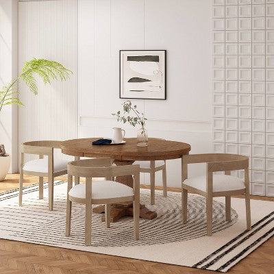 Christopher Knight Home 5pc Hudson Fabric and Wood Dining Set Light