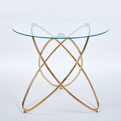 5-Piece Dining Set with Glass Table Top and Metal Legs, Mid-Century Design for 4-6 People
