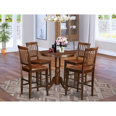 Counter Height Dining Set - 5 Piece Round Table & 4 Chairs - Modern Kitchen Set