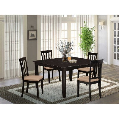 Dining Table Set - 54 Inch Kitchen Table with 8 Chairs - Cappuccino Finish - Modern Design