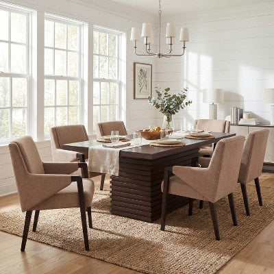 Christopher Knight Home Selena 7 Piece Mid-Century Modern Upholstered Dining Chairs with Rectangle Table