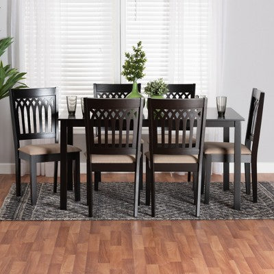 Baxton Studio Genesis Modern Fabric Wood Dining Set