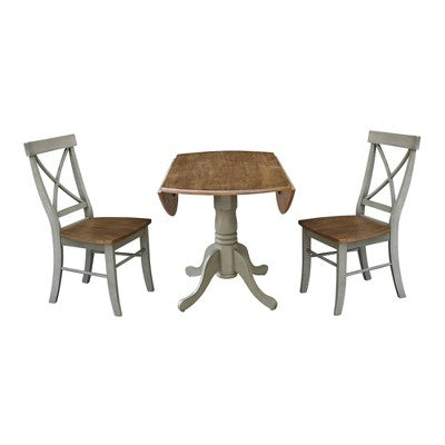 42 Mase Dual Drop Leaf Table with 2 X Back Chairs - International Concepts