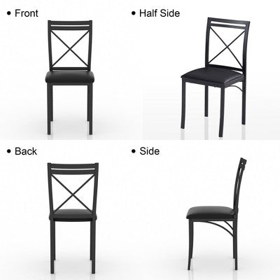 VECELO 5-Piece Dining Table Set for 4, Faux Marble Dinette with 4 Chairs for Kitchen, Small Space, Black/White