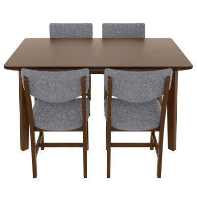 5-Piece Rustic Dining Set with Wood Table and 4 Upholstered Chairs in Espresso