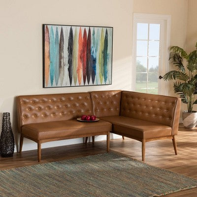 2pc Riordan Wood Dining Nook Banquette Set - Baxton Studio
