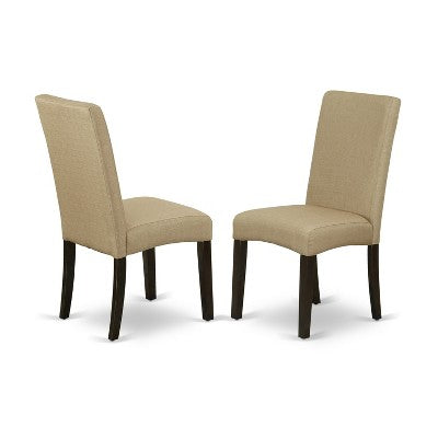 HomeStock 9 Piece Square Dining Set Cappuccino Linen Fabric Chairs
