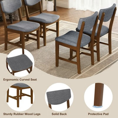 5-Piece Rustic Dining Set with Wood Table and 4 Upholstered Chairs in Espresso