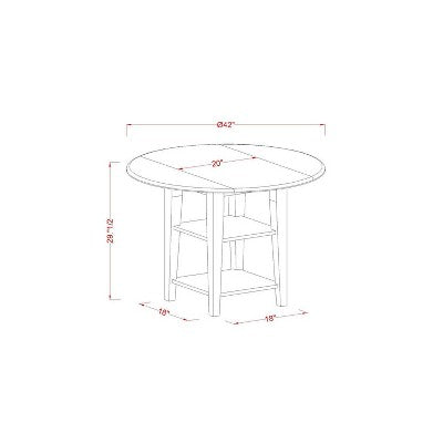 Round Dining Table Set 3pc 20/42 Inch Table w/ 2 Linen Chairs - Beige Fabric